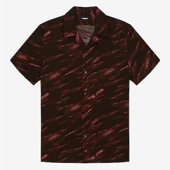 Express Abstract Print Short Sleeve Button Down - Picture 2 of 6